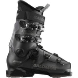 Salomon Men's S/PRO SUPRA BOA X100 Ski Boots 2025 - Black ski boots with silver buckles and a textured pattern on the side.