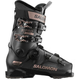 Salomon Women's S/PRO SUPRA BOA X90 Ski Boots 2025 - Black ski boot with silver buckles and a textured pattern on the side.