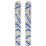 Salomon QST 106 Skis 2026 - White skis with blue and gray abstract design on top, tan stripe at tip.