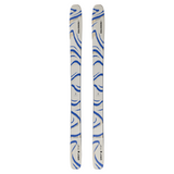 Salomon QST 106 Skis 2026 - White skis with blue and tan abstract brush stroke pattern.