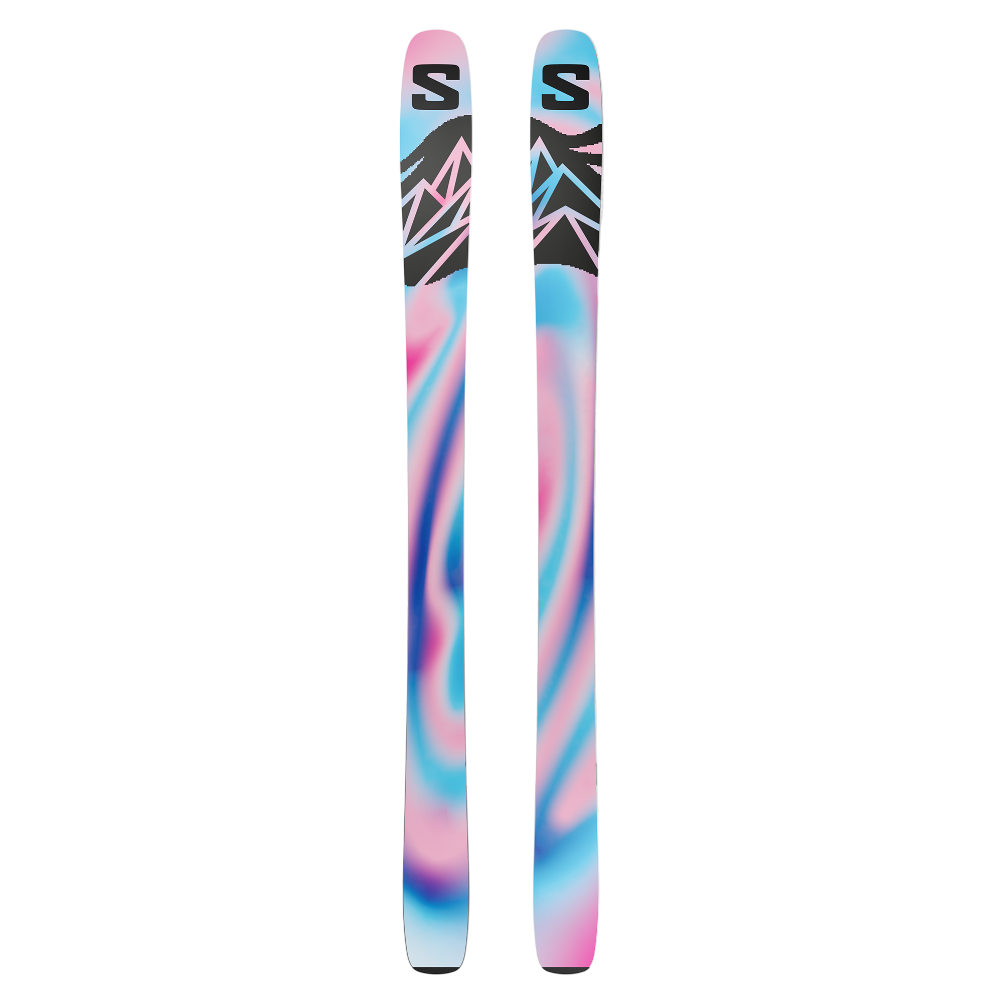 Salomon QST 106 Skis 2026 - A pair of skis with a black and white logo on top, featuring a mountain graphic.