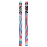 Salomon QST 94 Skis 2026 - A pair of skis with a black and white logo on top, featuring a red and blue swirl pattern.