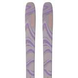 Salomon QST 106 Skis 2026 - A pair of skis with a gray base and purple accents, featuring a distinctive wavy pattern on the top surface.