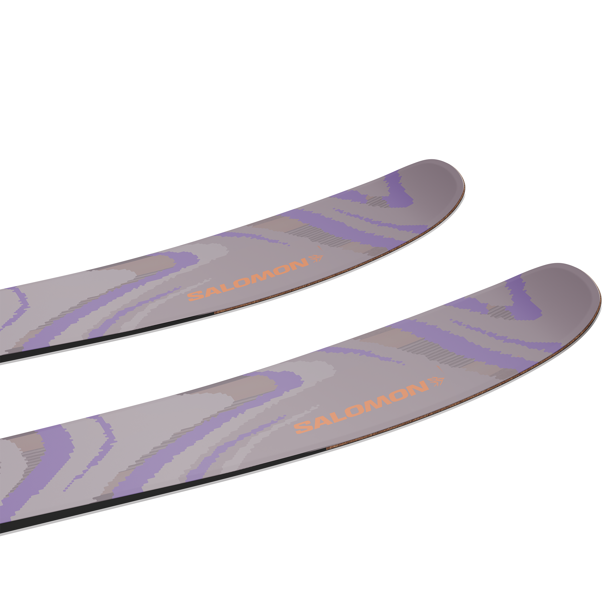 Salomon QST 106 Skis 2026 - A pair of skis with a purple and gray marbled pattern on their topsides.