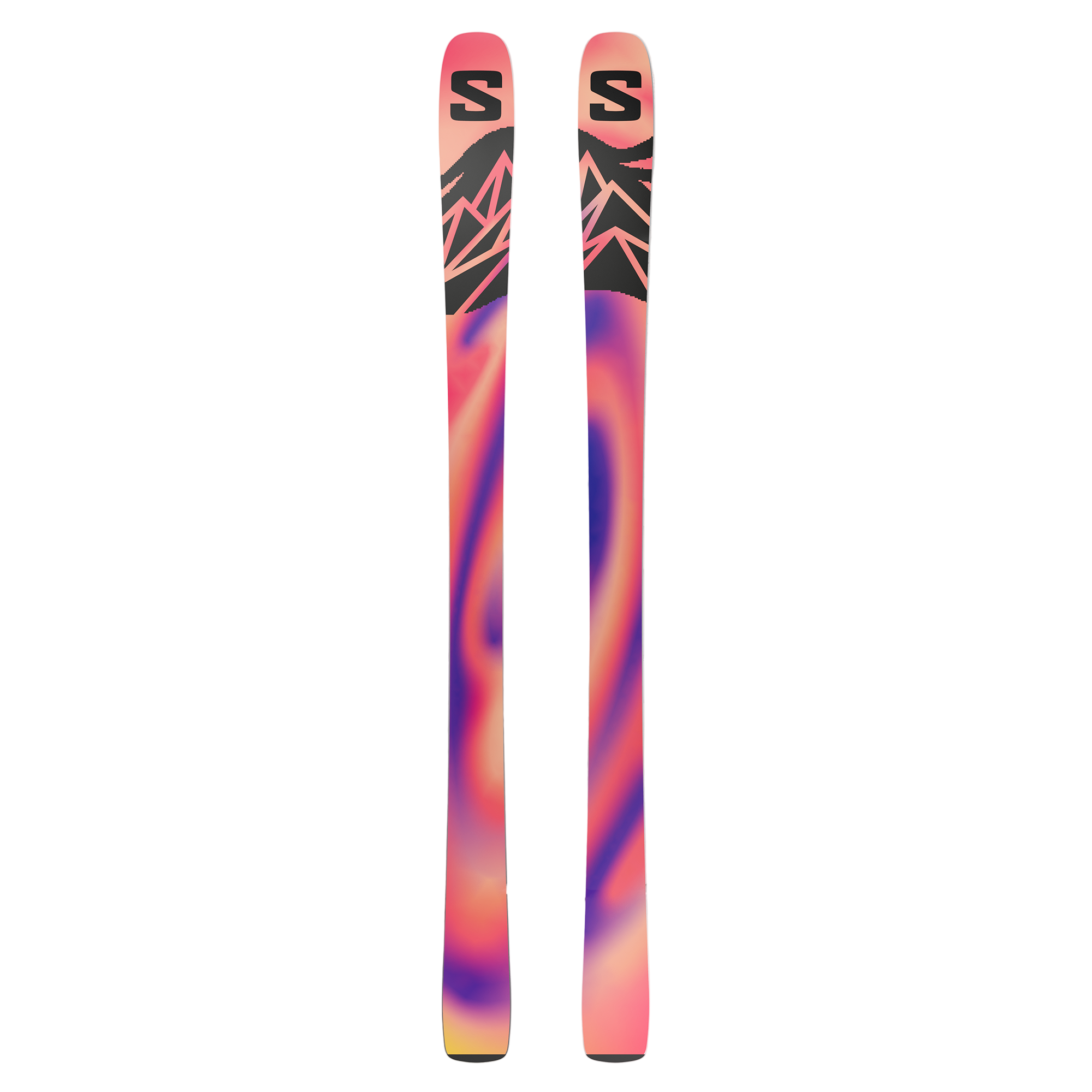 Salomon QST 94 Skis 2026 - A pair of skis with a black and white color scheme, featuring a geometric pattern on the top sheet.