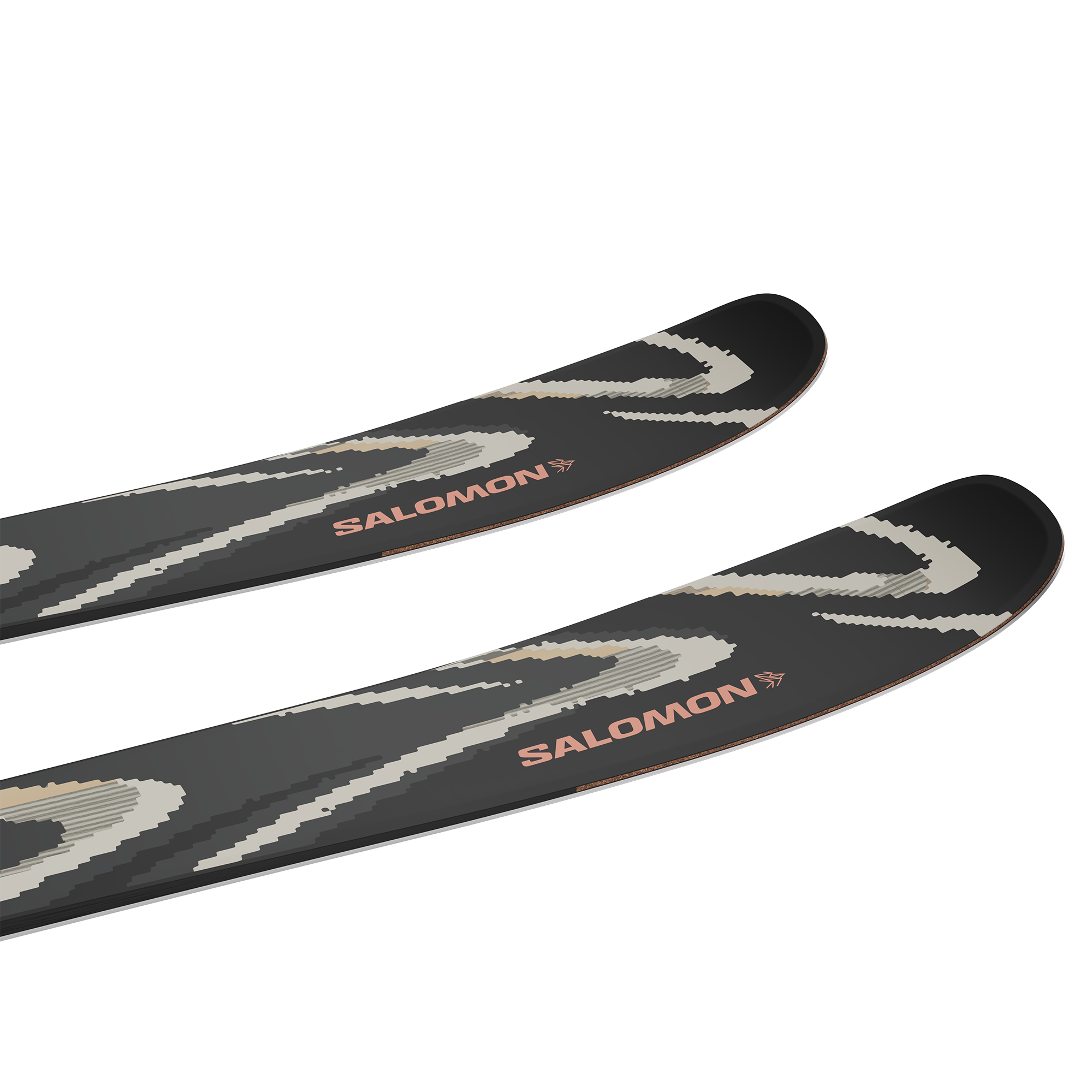 Salomon QST 94 Skis 2026 - Black skis with white and gray abstract design on top, angled from tip to tail.