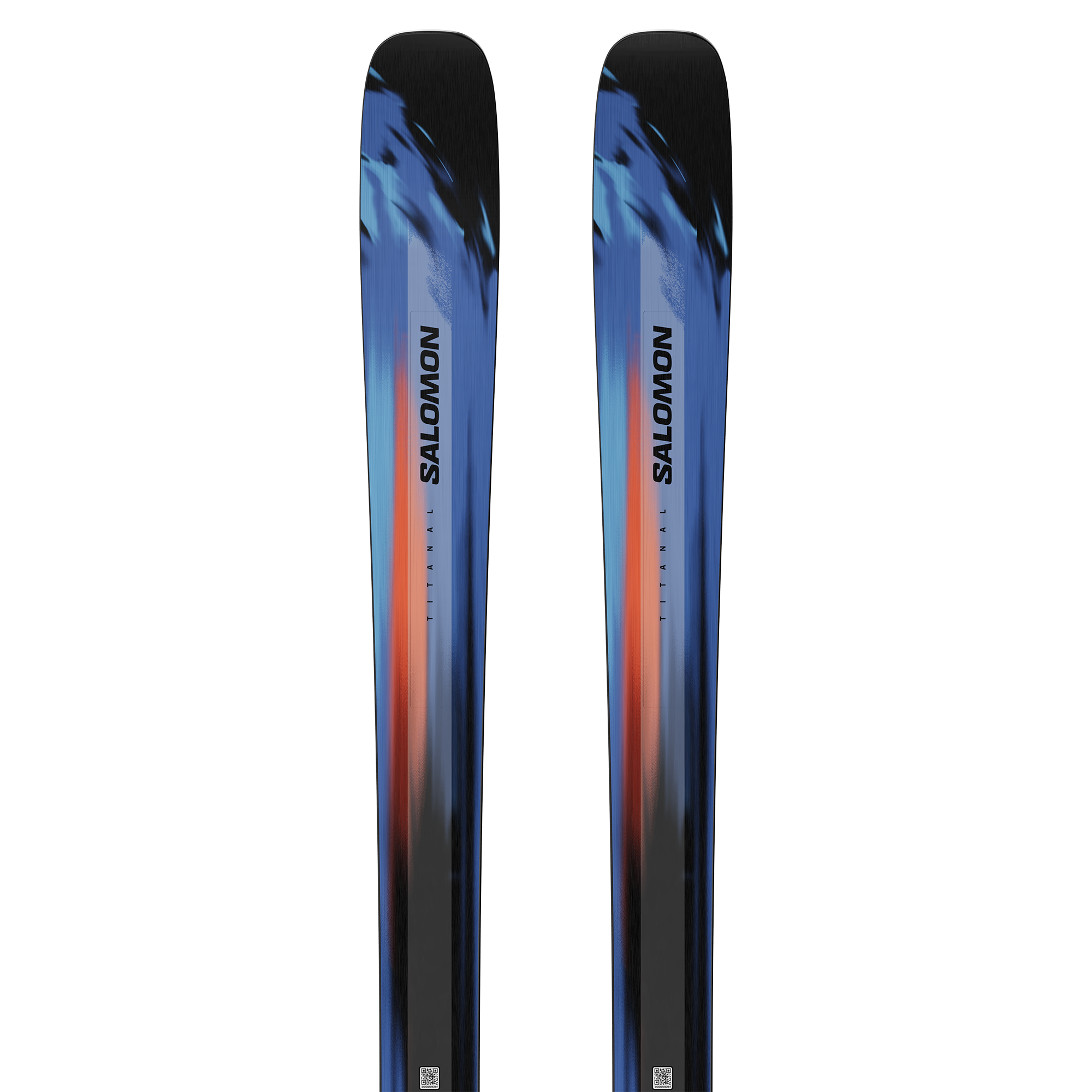 Salomon Stance Pro 90 Skis 2026 - A pair of skis with a blue and black color scheme, featuring a distinctive red stripe along their length.