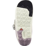 Salomon Women's Ivy BOA Straight Jacket Snowboard Boot - A white snowboard boot with a black strap and silver buckle on the side, featuring a textured pattern on the toe cap.