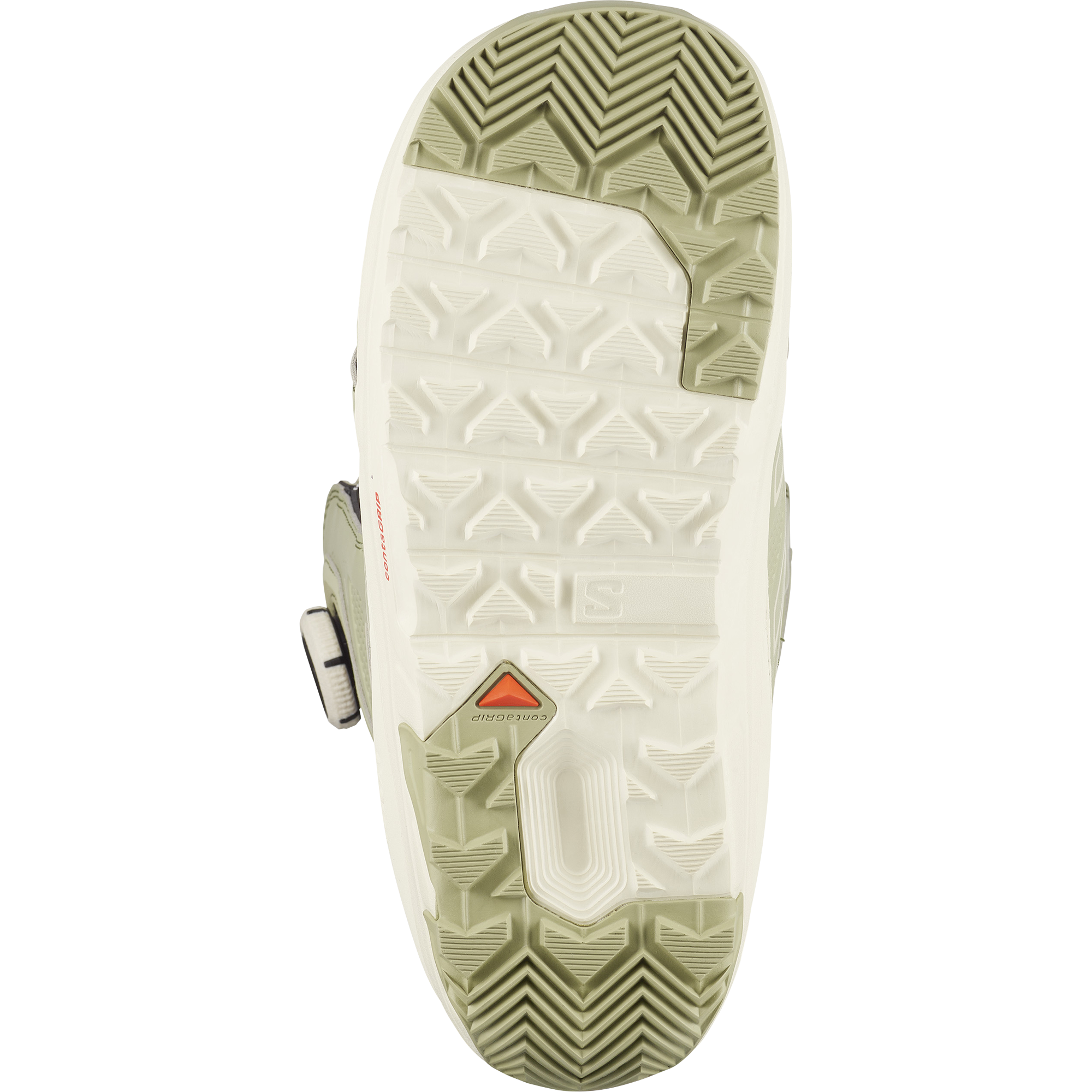 Salomon Women's Ivy BOA Straight Jacket Snowboard Boot - A women's snowboard boot with a predominantly white upper and black accents, featuring a BOA closure system on the side.