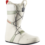 Salomon Women's Ivy BOA Straight Jacket Snowboard Boot - A white snowboard boot with a red pull tab on the back and black laces.