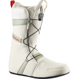 Salomon Women's Ivy BOA Straight Jacket Snowboard Boot - A white snowboard boot with a red pull tab on the back and black laces.
