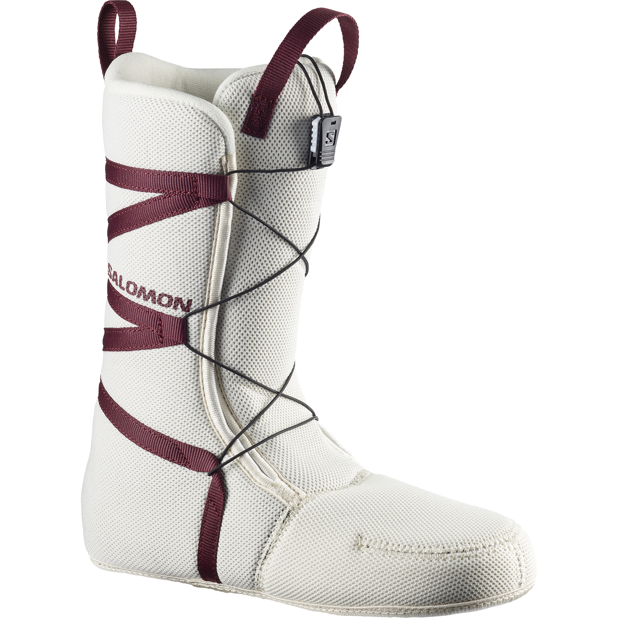 Salomon Women's Pearl BOA Snowboard Boots - White snowboard boots with a textured pattern on the toe and heel, featuring a BOA closure system.