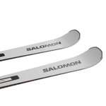 Salomon Addikt Pro 66 Skis with M12 Bindings - White skis with black bindings and a subtle patterned design on the top sheet.