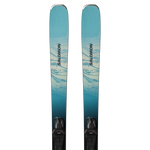 Salomon Women's Stance 80 Skis with M10 Bindings - A pair of skis with a blue and white marbled pattern on the top, featuring black bindings at the bottom.
