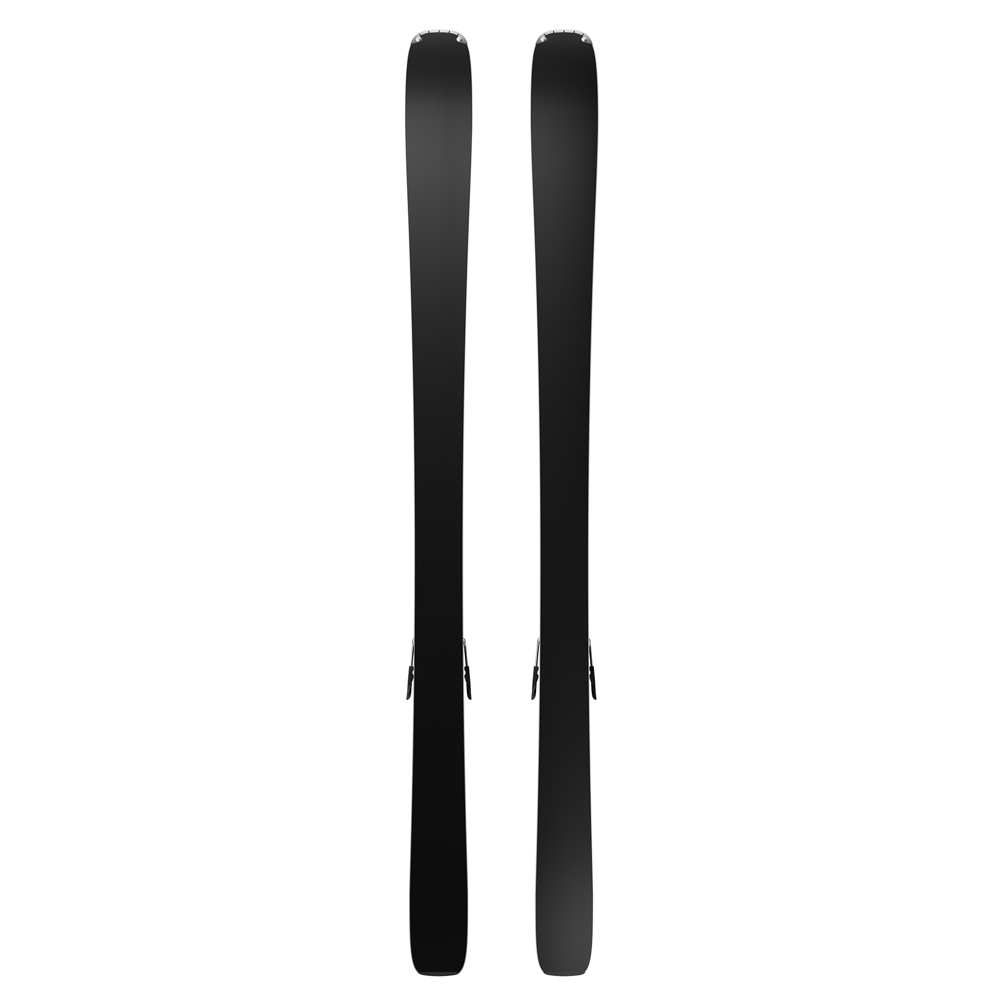 Salomon Women's Stance 80 Skis with M10 Bindings - A pair of black skis with a subtle white pattern on the top, featuring silver bindings and a sleek design.