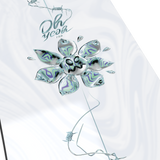 Salomon Oh Yeah Grom Snowboard 2026 - A snowboard with a predominantly white base and blue accents, featuring a stylized "Oh Yeah" logo on its top side.