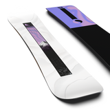 Solomon Women's Bliss Snowboard - A white snowboard with a black stripe down the middle and a purple logo at the top.