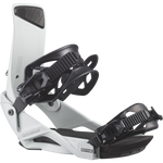Salomon Rhythm Snowboard Bindings - White bindings with black straps and buckles.