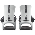 Salomon Rhythm Snowboard Bindings - White bindings with black buckles and straps on a white background.