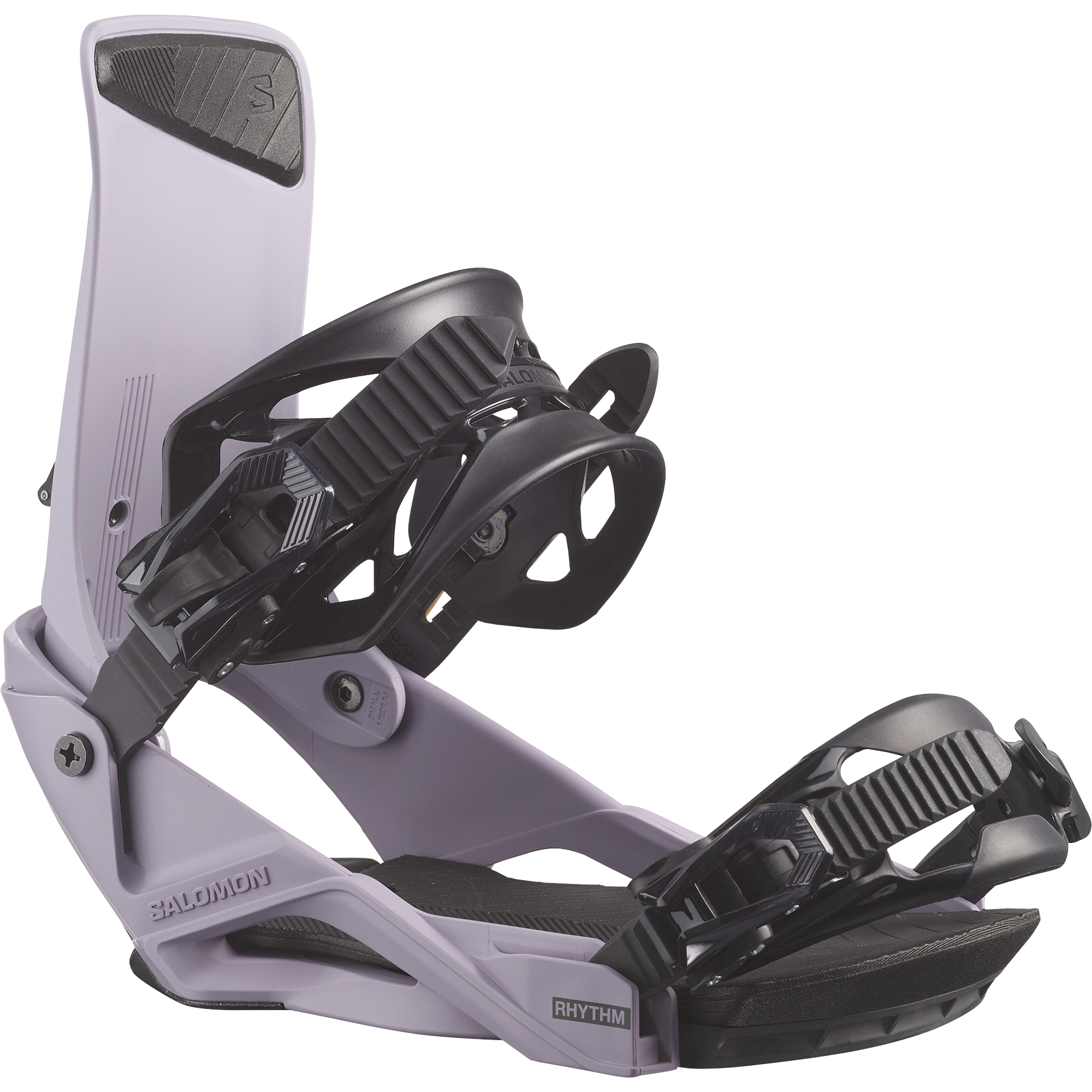 Salomon Rhythm Snowboard Bindings - 2026 snowboard bindings with black straps and buckles on a white background.