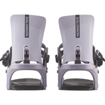 Salomon Rhythm Snowboard Bindings - A pair of snowboard bindings with a sleek, modern design and silver buckles.