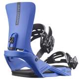 Salomon Rhythm Snowboard Bindings - A pair of blue snowboard bindings with black buckles and straps.