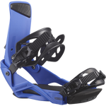 Salomon Rhythm Snowboard Bindings - A pair of blue snowboard bindings with black buckles and straps.