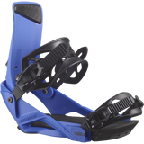 Salomon Rhythm Snowboard Bindings - A pair of blue snowboard bindings with black buckles and straps.