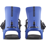 Salomon Rhythm Snowboard Bindings - A pair of blue snowboard bindings with black buckles and straps.