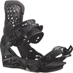 Salomon Highlander Snowboard Bindings - Black bindings with a geometric pattern on the straps and a textured grip strip on the baseplate.