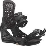 Salomon Highlander Snowboard Bindings - Black bindings with a geometric pattern on the straps and a textured grip strip on the baseplate.
