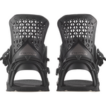Salomon Highlander Snowboard Bindings - Black bindings with a geometric pattern on top of footbed and black straps.