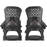 Salomon Highlander Snowboard Bindings - Black bindings with a geometric pattern on top of footbed and black straps.