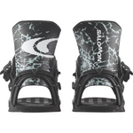 Salomon District Pro Snowboard Bindings 2026 - A pair of black snowboard bindings with a white logo on top and a textured footbed.