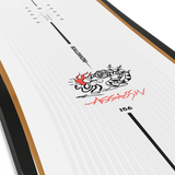 Salomon Assassin Snowboard 2026 - A white snowboard with black stripes on the top and bottom, featuring a red logo in the center.