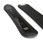 Salomon HPS Sickstick Snowboard 2026 - A black snowboard with white speckles and a yellow logo on top.