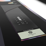 Salomon Women's Wonder Snowboard 2026 - A black snowboard with a white patterned design and silver hardware.