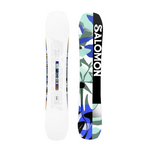 Salomon Women's Rumble Fish Snowboard 2026 - A white snowboard with a blue and green abstract pattern on its top surface.