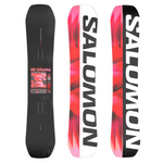 Salomon Women's No Drama Snowboard 2026 - A black snowboard with a pink and grey abstract design on top of a white background.