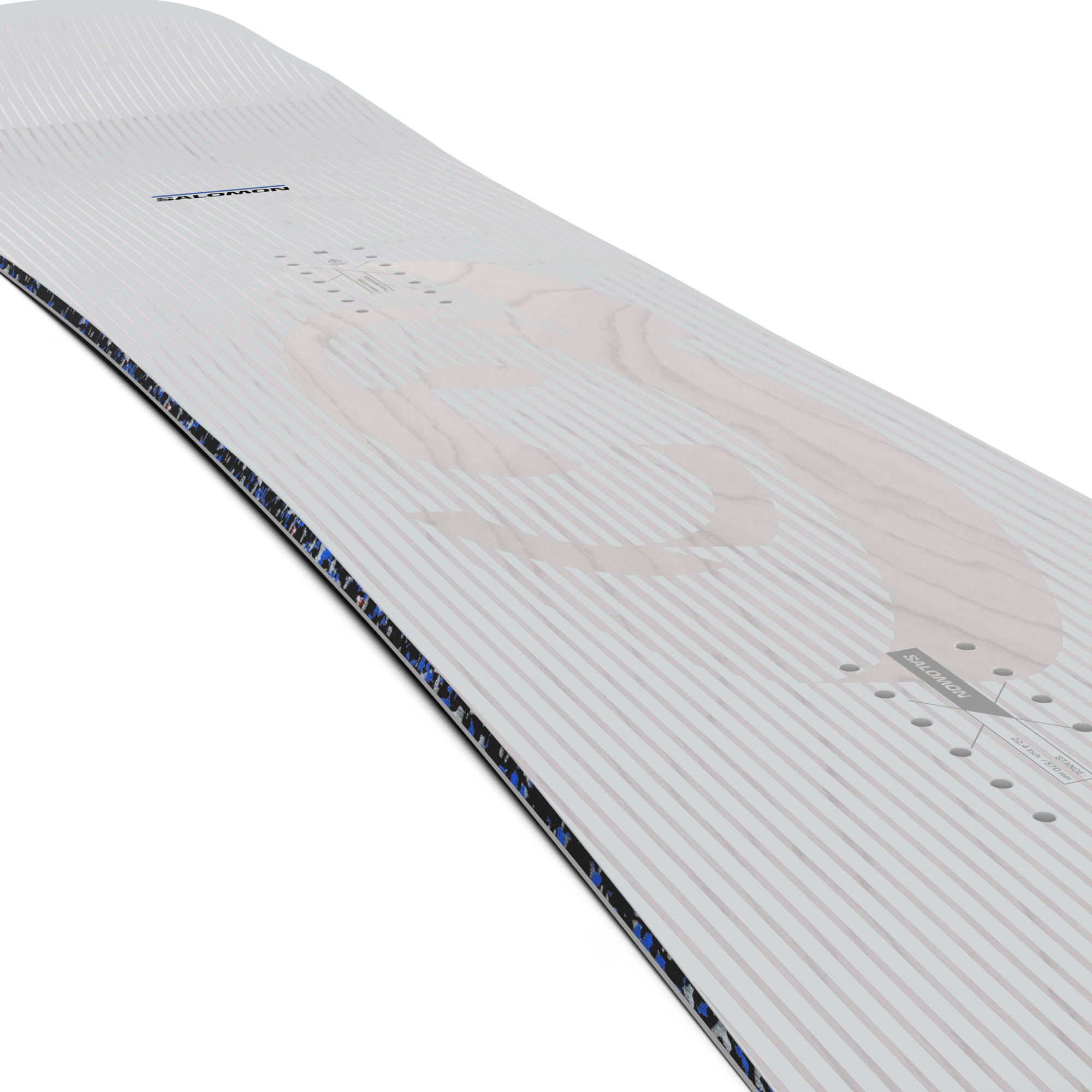 Salomon Jetstream Snowboard 2026 - A light gray snowboard with a subtle wood grain pattern and blue accents along the edges.