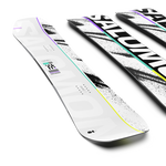 Salomon Huck Knife Snowboard 2026 - A white snowboard with black stripes and a purple stripe along the top edge.