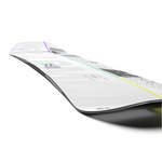 Salomon Huck Knife Snowboard 2026 - A white snowboard with a purple stripe and black dots on top, featuring a green line running down the middle.