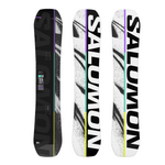 Salomon Huck Knife Pro Snowboard 2026 - A black snowboard with a purple stripe down the middle and white speckles on the top.