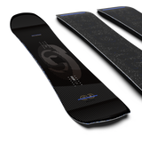 Salomon Fastlane Snowboard 2026 - Black snowboard with white stripes and blue accents on top.