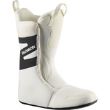 Salomon Women's Kiana Dual BOA Snowboard Boot - A white snowboard boot with a black strap featuring the word "SALOMON" in white letters, and a white zipper on the side.