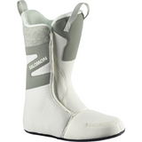 Salomon Women's Kiana Dual BOA Snowboard Boot - A white snowboard boot with a gray strap and a zipper on the side, featuring a textured fabric pattern.