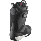 Salomon Dialogue Dual BOA Snowboard Boot - Black snowboard boot with a textured pattern on the side and a red logo on the tongue.