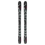 Pair of Salomon QST 100 skis, dark camo with pink accents