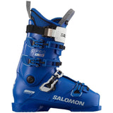 Salomon S Pro Alpha 130 EL Ski Boots 2024 - Blue ski boots with white accents and black buckles.