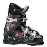 Dalbello Kid's Gaia 3.0 GW Ski Boots 2023 - Black ski boots with white and pink lettering, featuring a green logo on the side.